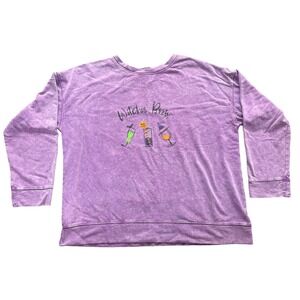 Feeling Festive Sweatshirt Womens XXL Purple Witches Brew Halloween